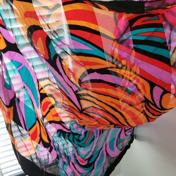 Rare Vintage Jean Claude Jitrois 80s Silk Scarf Large Shawl - Picture 10 of 16